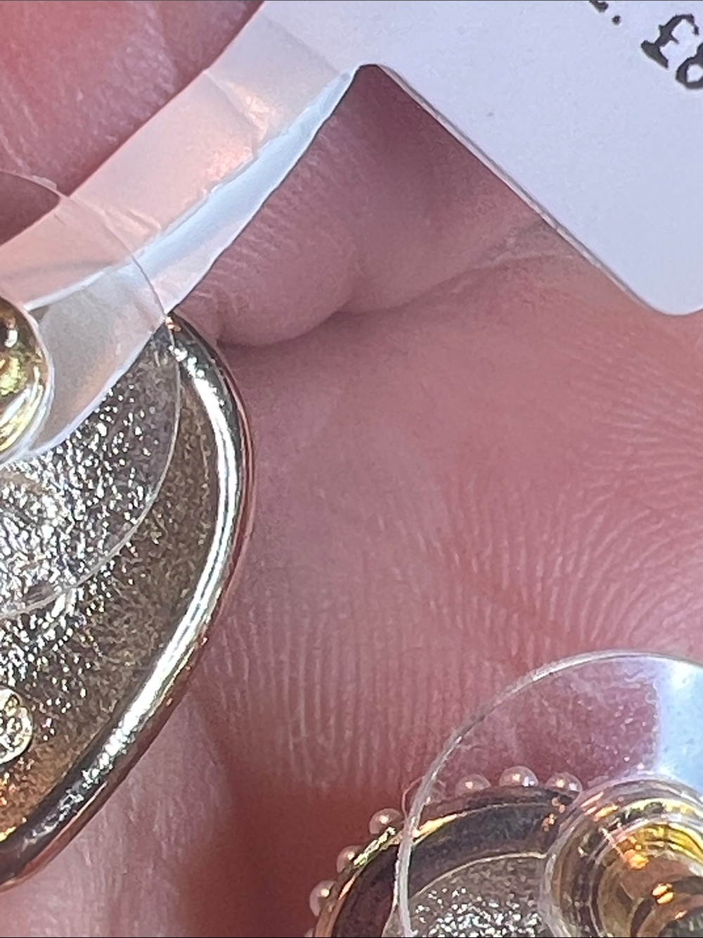 Heart Logo Crystal Stud Earrings in Gold and White - Picture 7 of 7